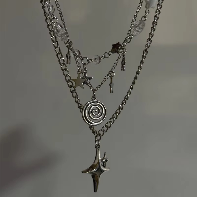 Layered Pendant Necklace Aesthetic - Collier pendentif étoile multicouche pour femmes,