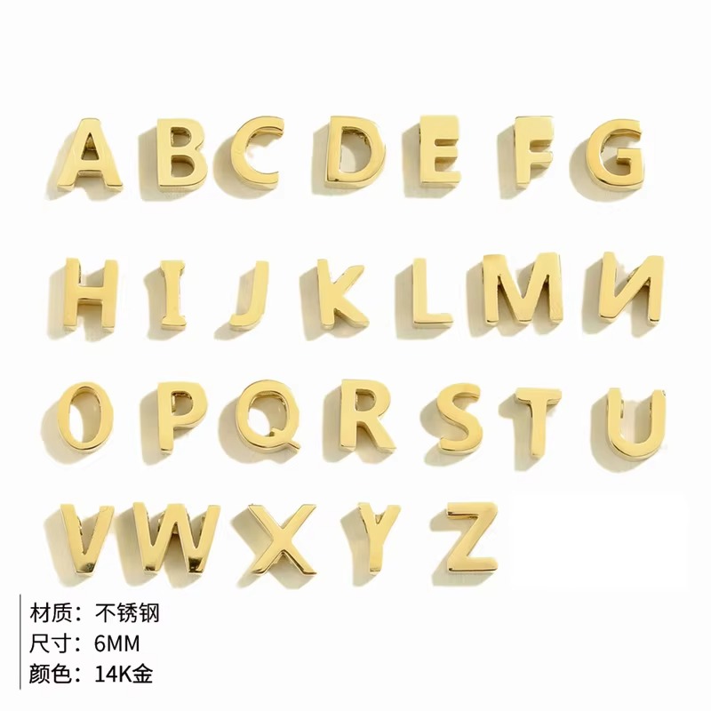 Initial Letter Necklace 18K Gold - Ensemble de breloques lettres A-Z, 4