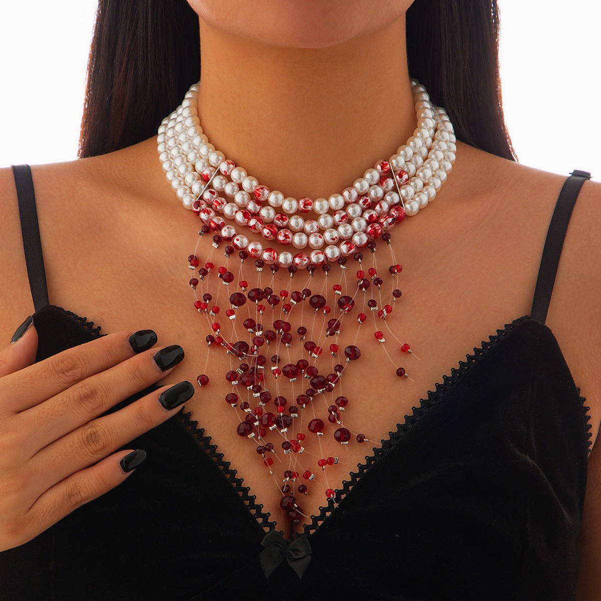 Pearl Choker Necklace Vintage - Collier ras de cou gothique avec
