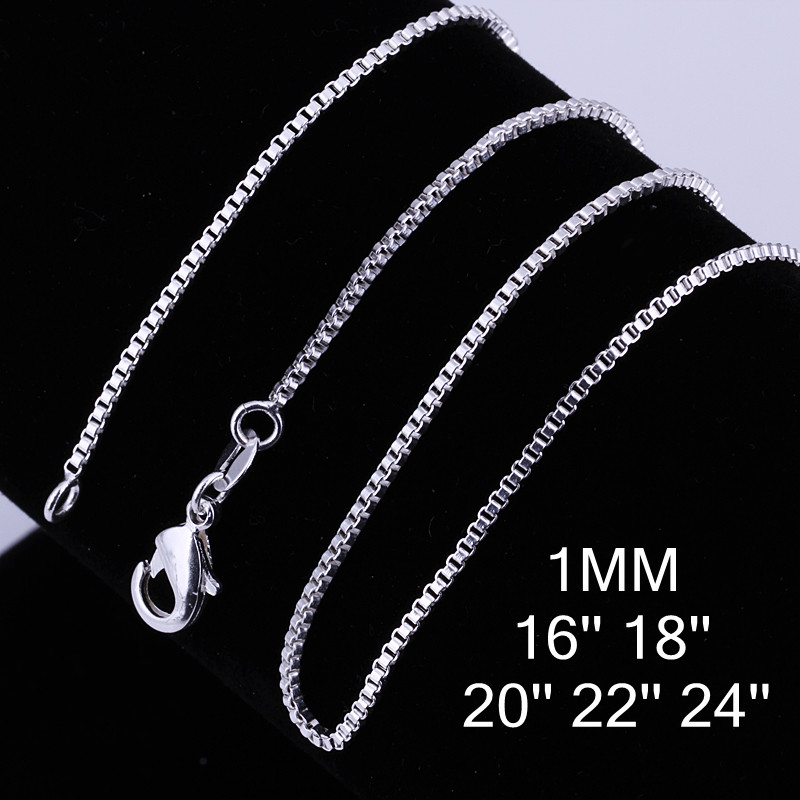 925 Sterling Silver Chain Necklace Men - 10 pièces 16-24 pouces 925 en