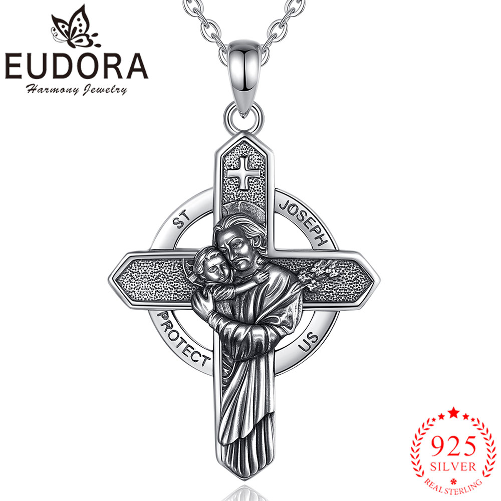 925 Sterling Silver Chain Necklace Men - Collier Saint Joseph en argent sterling