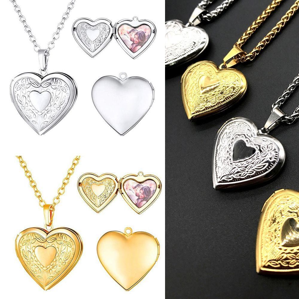 Heart Locket Necklace Photo - Pendentif Cœur Médaillon Photo pour Amie,