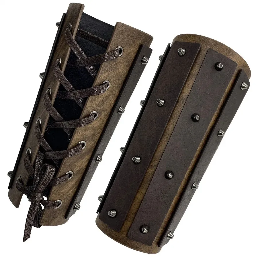 Bracelets - Braseros d'armure en cuir PU rétro