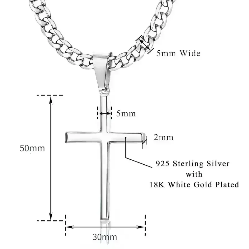 Collier croix en argent regard - 925 Sterling Silver Chain Necklace Men avis et prix