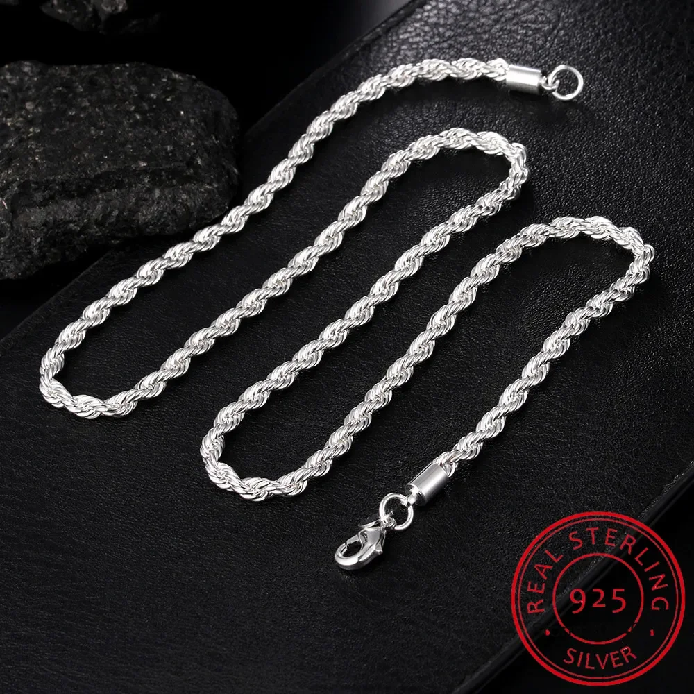 Collier chaîne en corde pour h - 925 Sterling Silver Chain Necklace Men avis et prix
