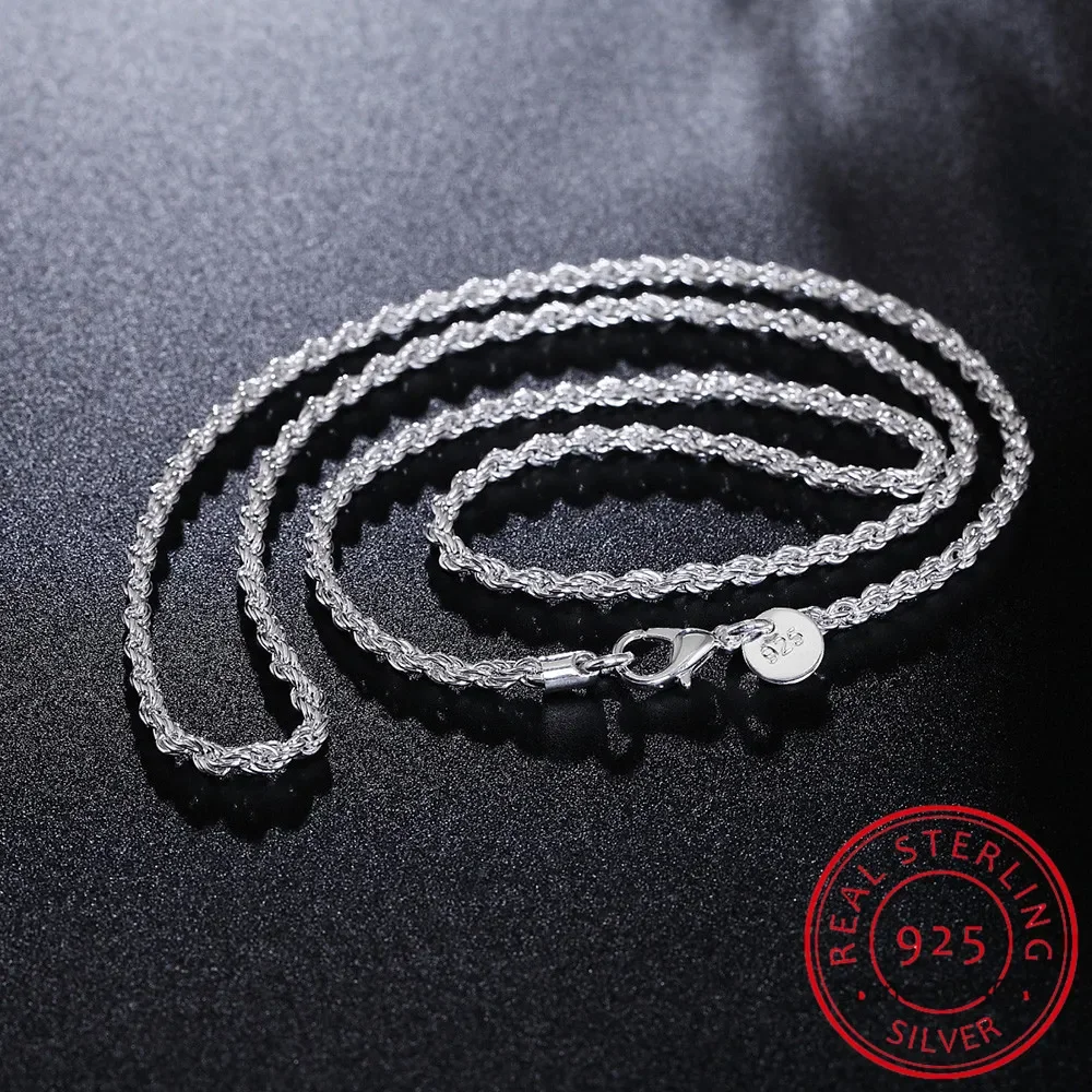 Collier chaîne en corde pour h - 925 Sterling Silver Chain Necklace Men avis et prix