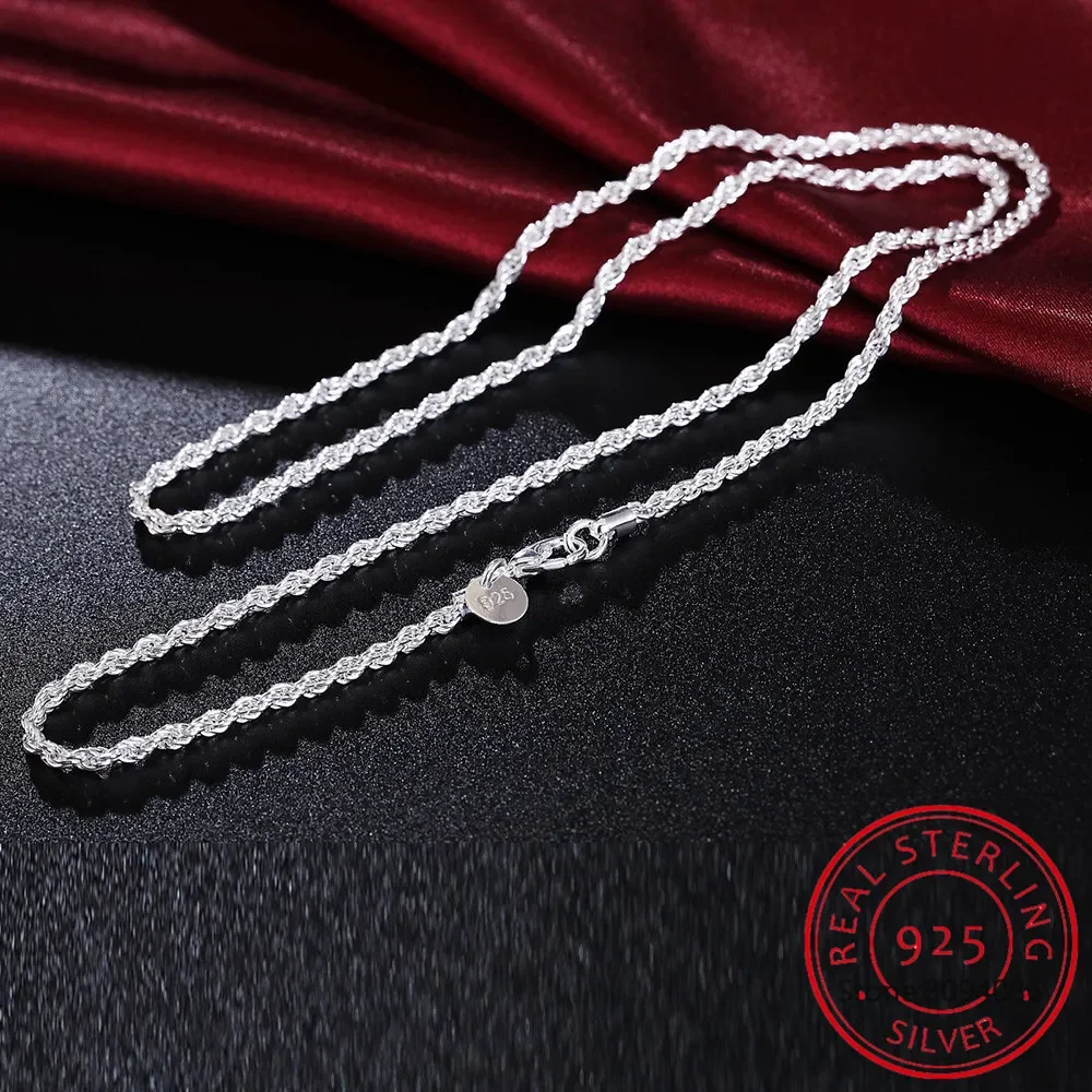 Collier chaîne en corde pour h - 925 Sterling Silver Chain Necklace Men avis et prix