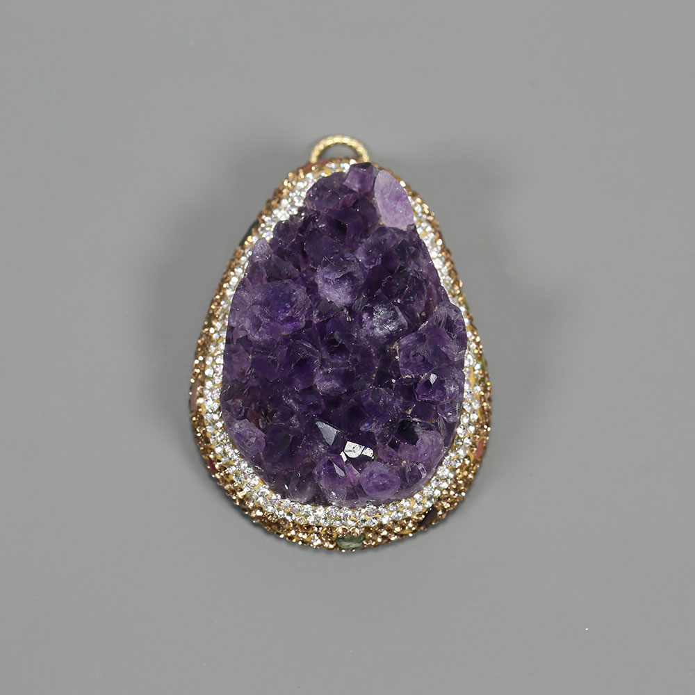 Cluster de Quartz améthyste vi - Crystal Pendant Necklace Natural Stone avis et prix