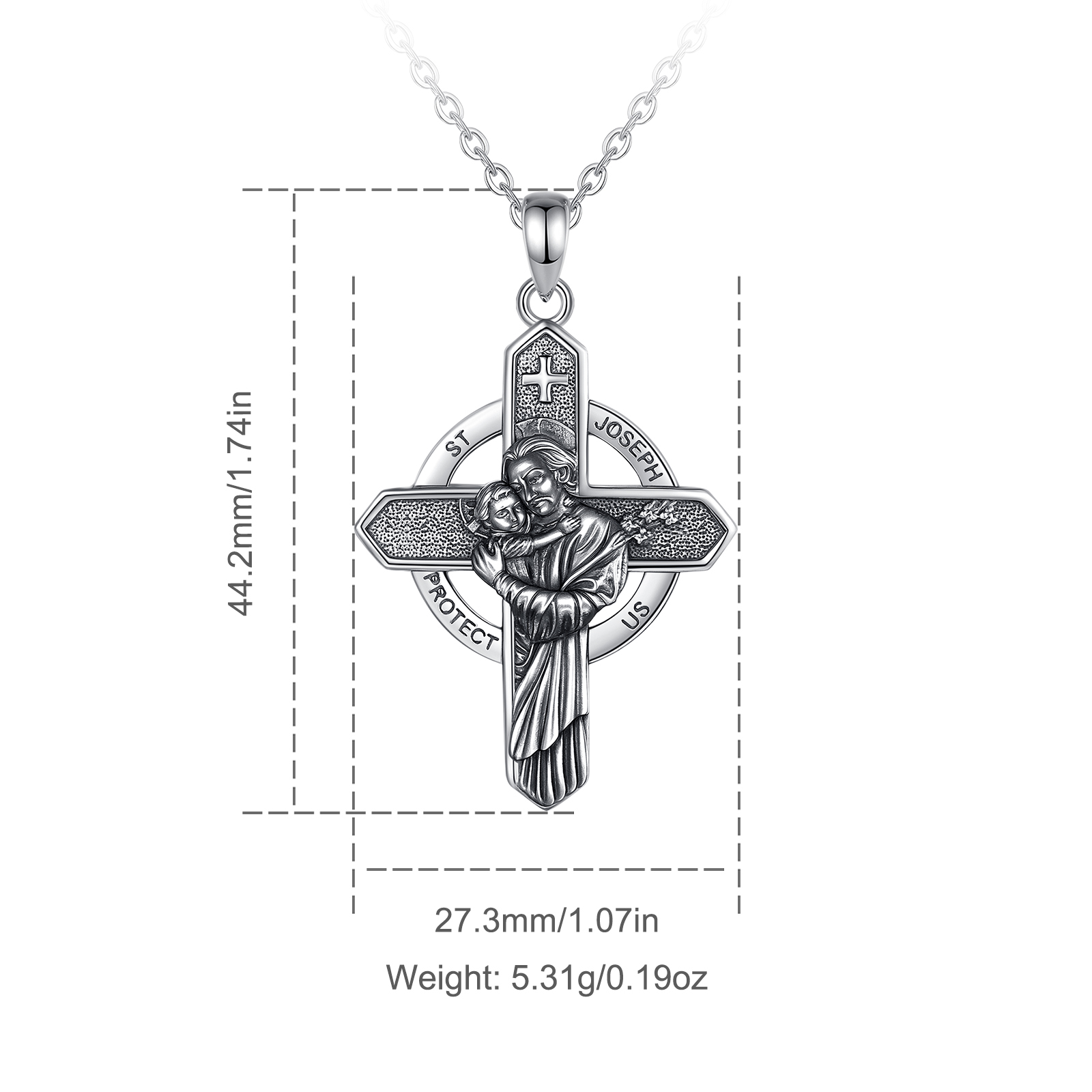 Collier Saint Joseph en argent - 925 Sterling Silver Chain Necklace Men avis et prix