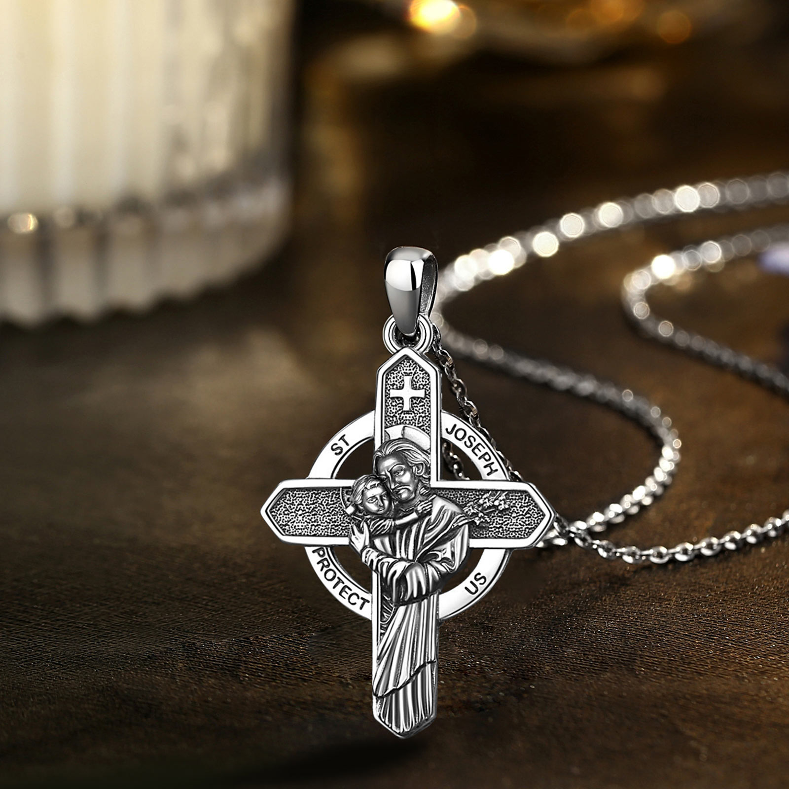 Collier Saint Joseph en argent - 925 Sterling Silver Chain Necklace Men avis et prix