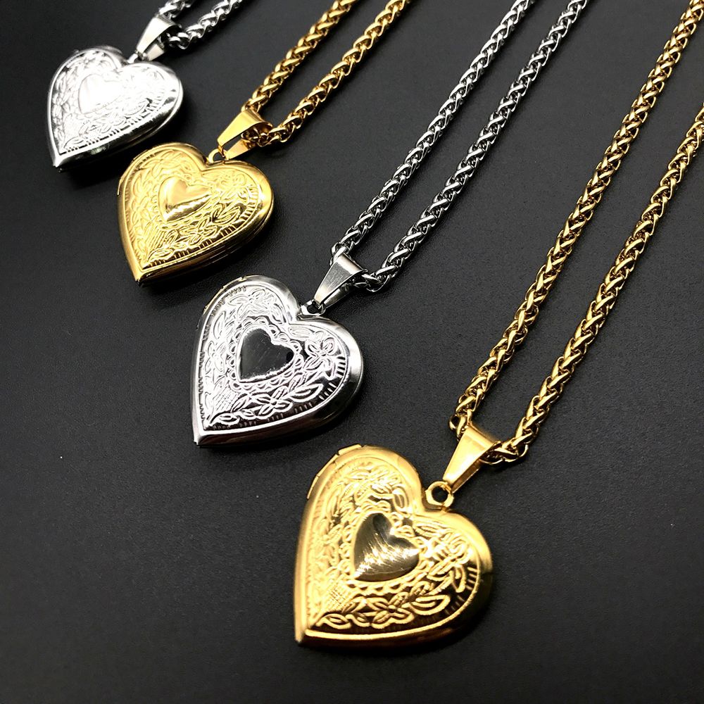 Collier médaillon photo en for - Heart Locket Necklace Photo avis et prix