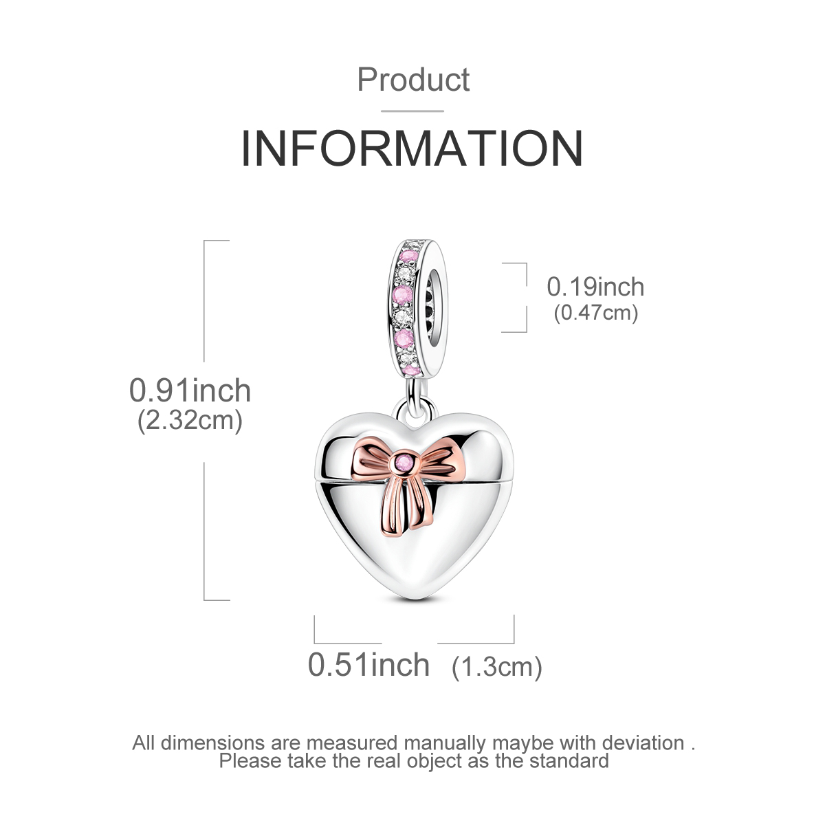 Breloques Cœur et Nœud Bicolor - Heart Locket Necklace Photo avis et prix